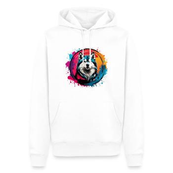 Sibirischer Husky Huskyportrait im Farbkreis - Männer Premium Bio Hoodie - Weiß - Vorne - Nico (187cm)