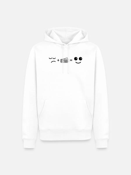 Sad Eating Cake Become Happy - Men’s Premium Organic Hoodie - white