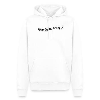 MAÎTRESSE. MAITRE. MERCI. MERCI MAÎTRESSE - Sweat à capuche Premium bio Homme - blanc - Devant - Nico (187cm)