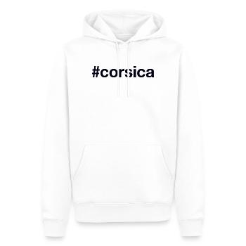 CORSICA Hashtag Korsika - Männer Premium Bio Hoodie - Weiß - Vorne - Nico (187cm)