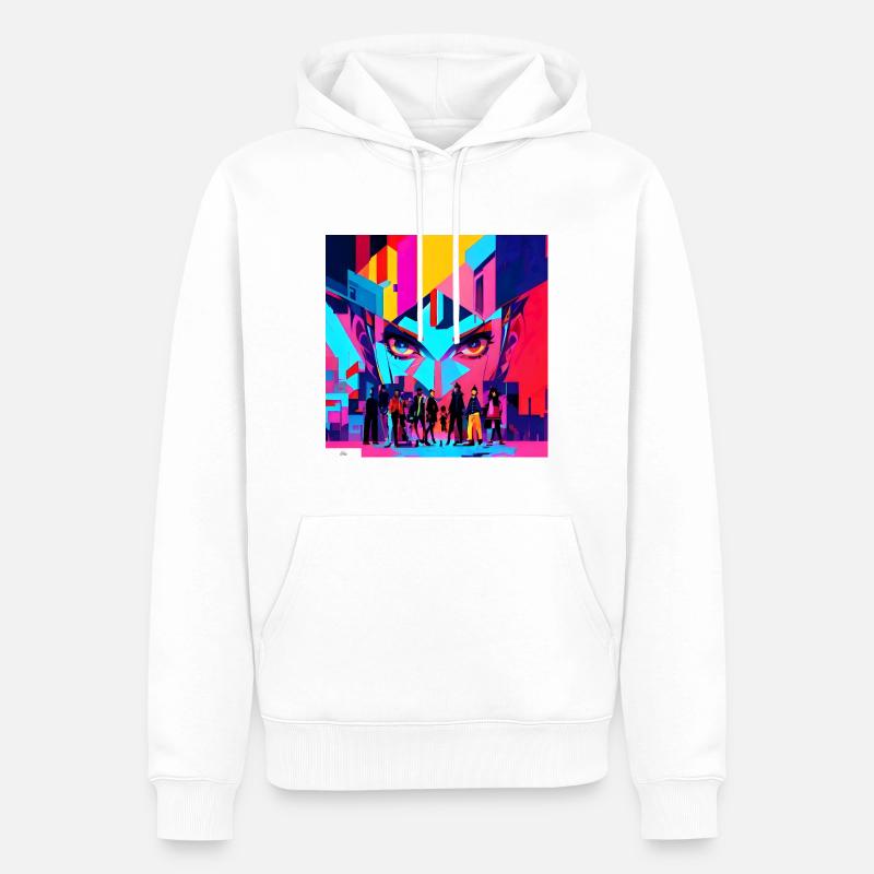 Freunde mit digitalem Blick - Männer Premium Bio Hoodie - Weiß