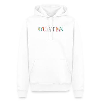 DUSTIN Namenskunst mit gestickten Blumen - Männer Premium Bio Hoodie - Weiß - Vorne - Nico (187cm)