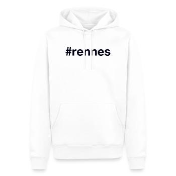 RENNES Hashtag France - Sweat à capuche Premium bio Homme - blanc - Devant - Nico (187cm)