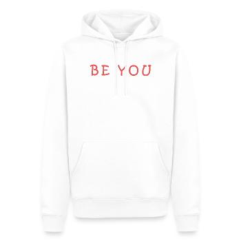 Inspirational Motif with Personal Manifestation - Men’s Premium Organic Hoodie - white - Front - Nico (187cm)