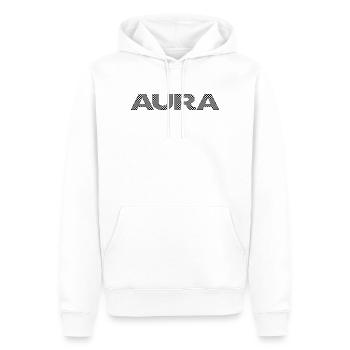 AURA – Déclaration du motif en damier - Sweat à capuche Premium bio Homme - blanc - Devant - Nico (187cm)
