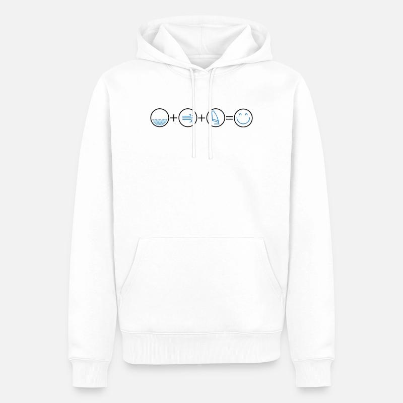 Icônes Eau Vent Planche à voile - Sweat à capuche Premium bio Homme - blanc