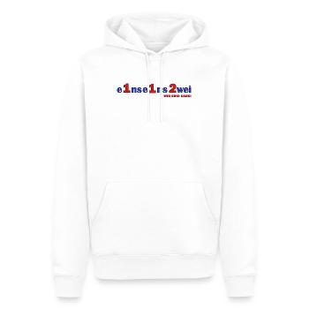 Eins Eins Zwei – Wir Sind Dabei - Feuerwehr - Männer Premium Bio Hoodie - Weiß - Vorne - Nico (187cm)