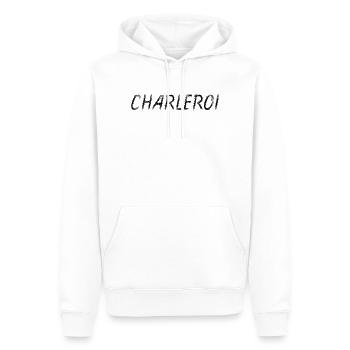 Charleroi Belgium - Brush Stroke City Black - Sweat à capuche Premium bio Homme - blanc - Devant - Nico (187cm)