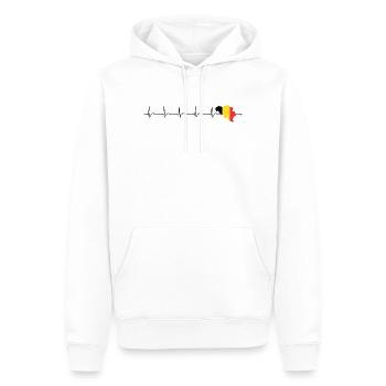 Heartbeat Belgien Flagge - Männer Premium Bio Hoodie - Weiß - Vorne - Nico (187cm)