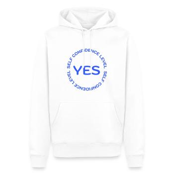 SELF CONFIDENCE LEVEL YES blau - Männer Premium Bio Hoodie - Weiß - Vorne - Nico (187cm)