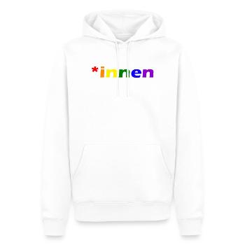 *innen Gendern - Männer Premium Bio Hoodie - Weiß - Vorne - Nico (187cm)