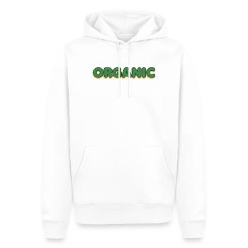 Organische Grün-Gelb Schriftlogo - Männer Premium Bio Hoodie - Weiß - Vorne - Nico (187cm)