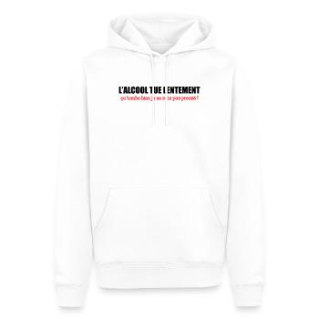 L’alcool tue lentement, ça tombe bien je ne suis p - Sweat à capuche Premium bio Homme - blanc - Devant - Nico (187cm)