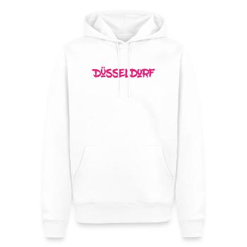 Düsseldorf - NRW - Rhein - Königsallee - Kö - Männer Premium Bio Hoodie - Weiß - Vorne - Nico (187cm)