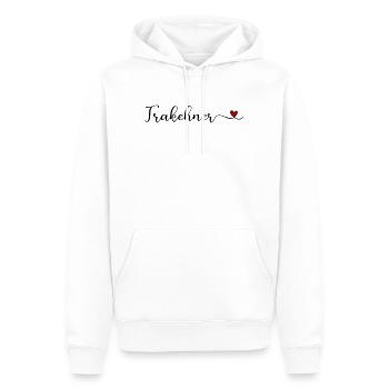 Trakehner Schriftzug mit Herz - Männer Premium Bio Hoodie - Weiß - Vorne - Nico (187cm)