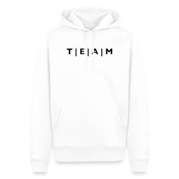 ÉQUIPE à rayures - Sweat à capuche Premium bio Homme - blanc - Devant - Nico (187cm)