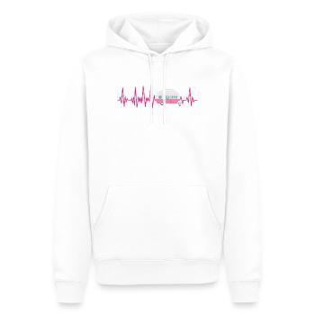 Campeuse ECG battement de coeur Camping Caravane - Sweat à capuche Premium bio Homme - blanc - Devant - Nico (187cm)