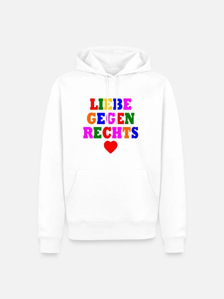 Liebe gegen rechts - Männer Premium Bio Hoodie - Weiß