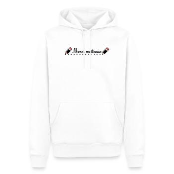 MAÎTRESSE. MAITRE. MERCI. MERCI MAÎTRESSE. MAITRES - Sweat à capuche Premium bio Homme - blanc - Devant - Nico (187cm)