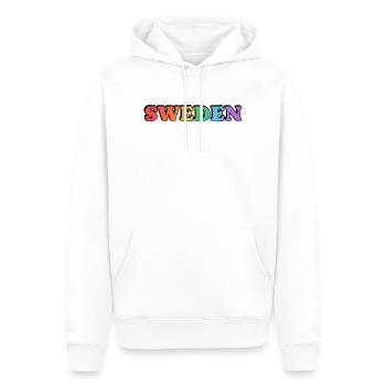 Typographie de l’arc-en-ciel en Suède gay - Sweat à capuche Premium bio Homme - blanc - Devant - Nico (187cm)