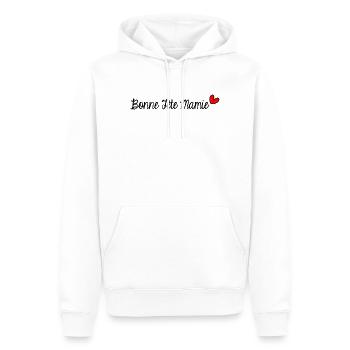 MAMIE. MAMAN. GRAND-MERE. FÊTE DES MÈRES - Sweat à capuche Premium bio Homme - blanc - Devant - Nico (187cm)