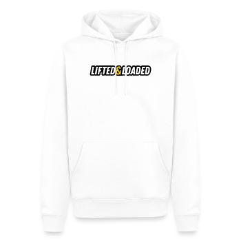 JDM sticker - LIFTED & LOADED - Men’s Premium Organic Hoodie - white - Front - Nico (187cm)