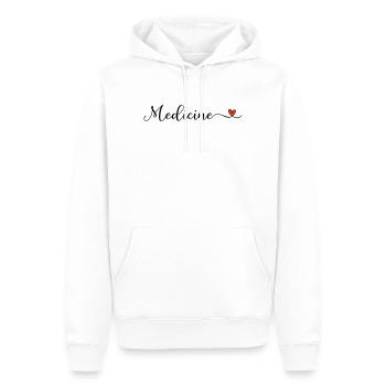 Lettrage Medicine Heart - Sweat à capuche Premium bio Homme - blanc - Devant - Nico (187cm)