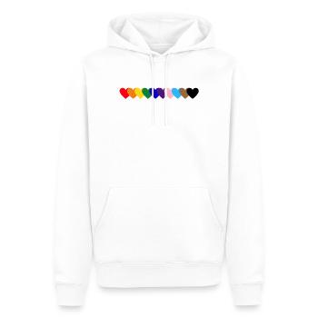Regenbogen_Herzen_Pride - Männer Premium Bio Hoodie - Weiß - Vorne - Nico (187cm)