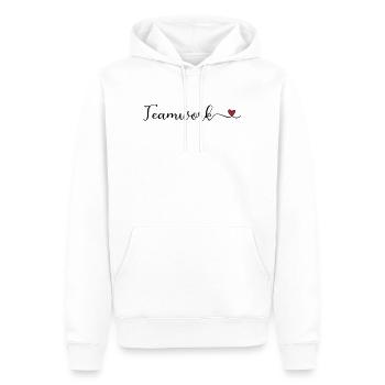 Teamwork Schrift mit Herz - Männer Premium Bio Hoodie - Weiß - Vorne - Nico (187cm)