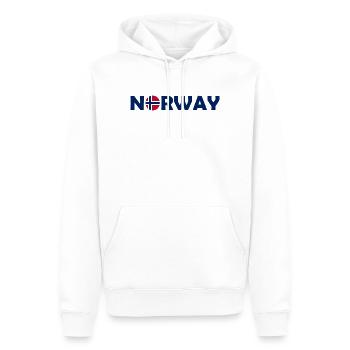 Lettrage de la Norvège avec drapeau - Norge - Norwegen - Sweat à capuche Premium bio Homme - blanc - Devant - Nico (187cm)