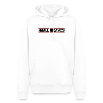 Majorque 2026 - Sweat à capuche Premium bio Homme - blanc - Devant - Nico (187cm)