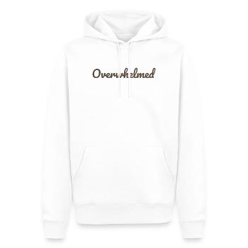 Envahit le texte du script en marron - Sweat à capuche Premium bio Homme - blanc - Devant - Nico (187cm)