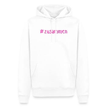 Zusammen stärker – Bold Statement Design - Männer Premium Bio Hoodie - Weiß - Vorne - Nico (187cm)