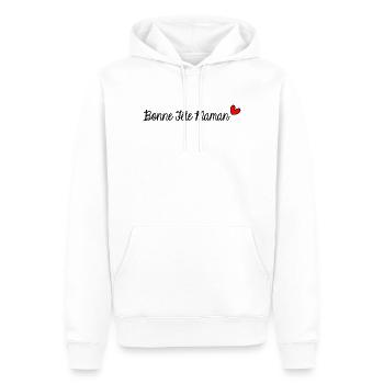BONNE FÊTE. BONNE FÊTE MAMAN. MAMAN. FÊTE DES MÈRE - Sweat à capuche Premium bio Homme - blanc - Devant - Nico (187cm)