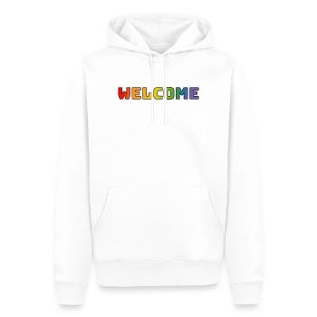 arc-en-ciel bienvenue CSD chemise LGBT lgbtqi queer - Sweat à capuche Premium bio Homme - blanc - Devant - Nico (187cm)