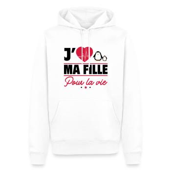J'aime ma fille – pour toujours et à jamais - Sweat à capuche Premium bio Homme - blanc - Devant - Nico (187cm)