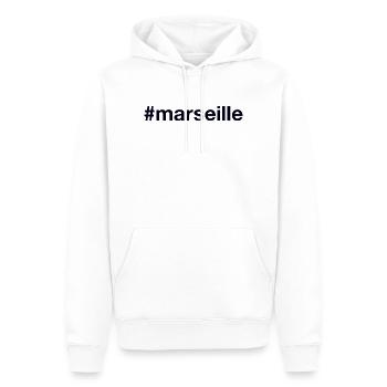 MARSEILLE Hashtag - Men’s Premium Organic Hoodie - white - Front - Nico (187cm)