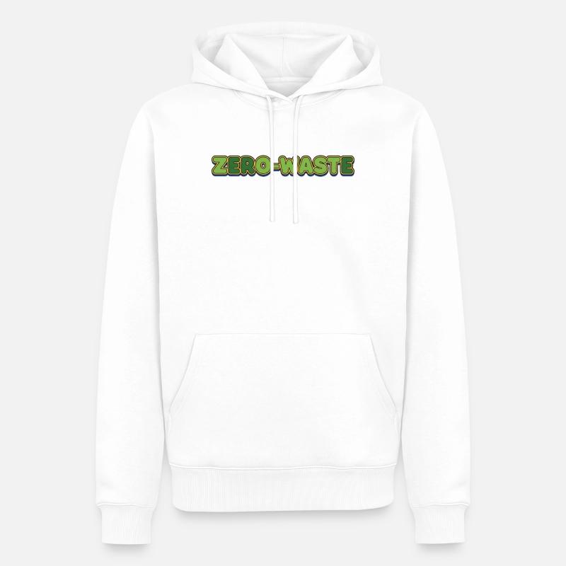 Zéro déchet rétro vert jaune design - Sweat à capuche Premium bio Homme - blanc