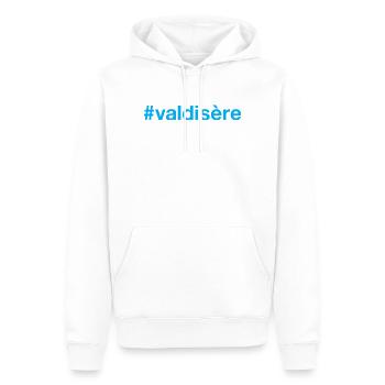 Hashtag Val d’Isère - Sweat à capuche Premium bio Homme - blanc - Devant - Nico (187cm)