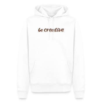 Sei kreativ Script Brown - Männer Premium Bio Hoodie - Weiß - Vorne - Nico (187cm)