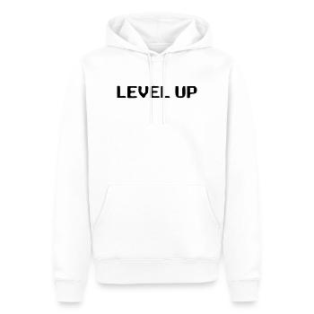 Niveau de lettrage 8 bits - Sweat à capuche Premium bio Homme - blanc - Devant - Nico (187cm)