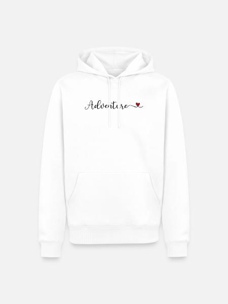 Abenteuertypografie mit Herz - Männer Premium Bio Hoodie - Weiß