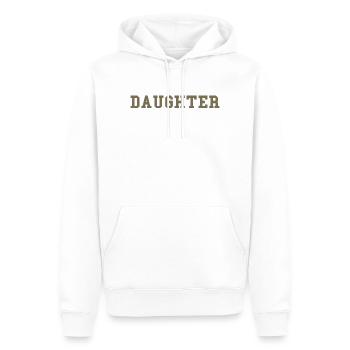 FILLE – Déclaration de style universitaire - Sweat à capuche Premium bio Homme - blanc - Devant - Nico (187cm)