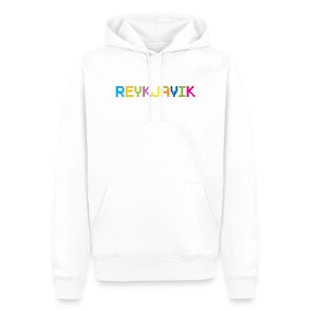 REYKJAVIK Île d’Islande - Sweat à capuche Premium bio Homme - blanc - Devant - Nico (187cm)