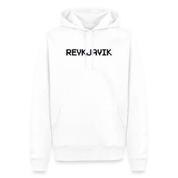 REYKJAVIK Île d’Islande - Sweat à capuche Premium bio Homme - blanc - Devant - Nico (187cm)