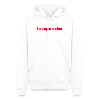 Rettungssanitäter Schriftzug Rot RS RettSan San - Männer Premium Bio Hoodie - Weiß - Vorne - Nico (187cm)