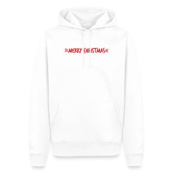 WEIHNACHTSMANN. WEIHNACHTEN. FROHE WEIHNACHTEN. ICH KANN NICHT - Männer Premium Bio Hoodie - Weiß - Vorne - Nico (187cm)