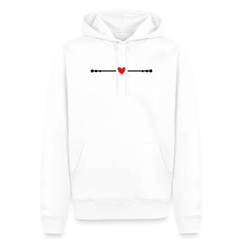 Rotes minimalistisches Herzsymbol - Männer Premium Bio Hoodie - Weiß - Vorne - Nico (187cm)