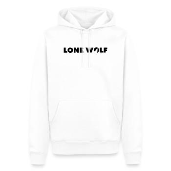 Wolf Lonewolf Schrifzug in schwarz - Männer Premium Bio Hoodie - Weiß - Vorne - Nico (187cm)