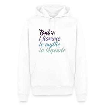 Tonton : L'Homme, Le Mythe et La Légende - Sweat à capuche Premium bio Homme - blanc - Devant - Nico (187cm)